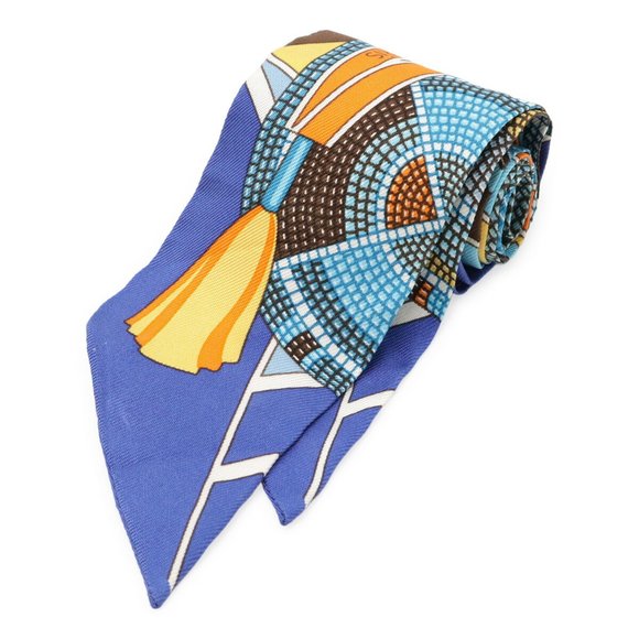 HERMES TWELL Twilly Scarf/Muffler/Bag Scarf/Muffler/Bag, Prairie Indian Art, ... - Picture 1 of 7
